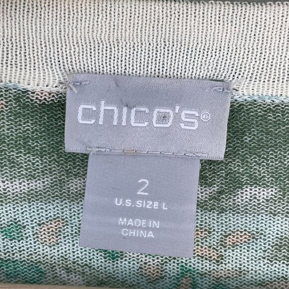Chicos 2 Womens Large Green Paisley Open Front Cardigan Lightweight Jacket - Picture 4 of 11